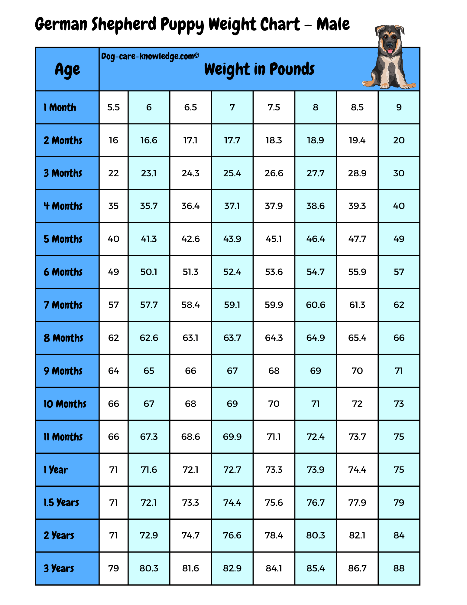 German Shepherd Puppy Growth Chart